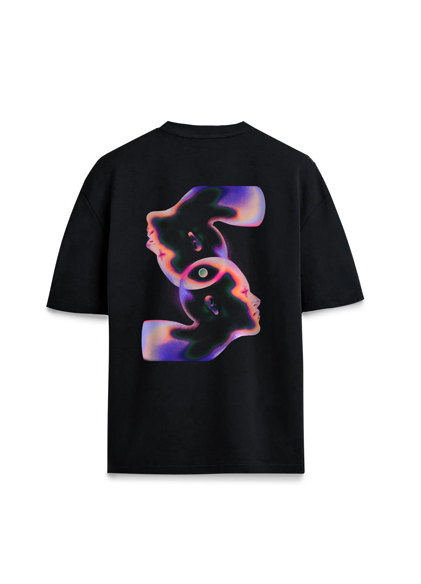 Sürreal Soyut Tasarım Feel Free Yazılı Ön Arka Baskılı Oversize Unisex Tişört
