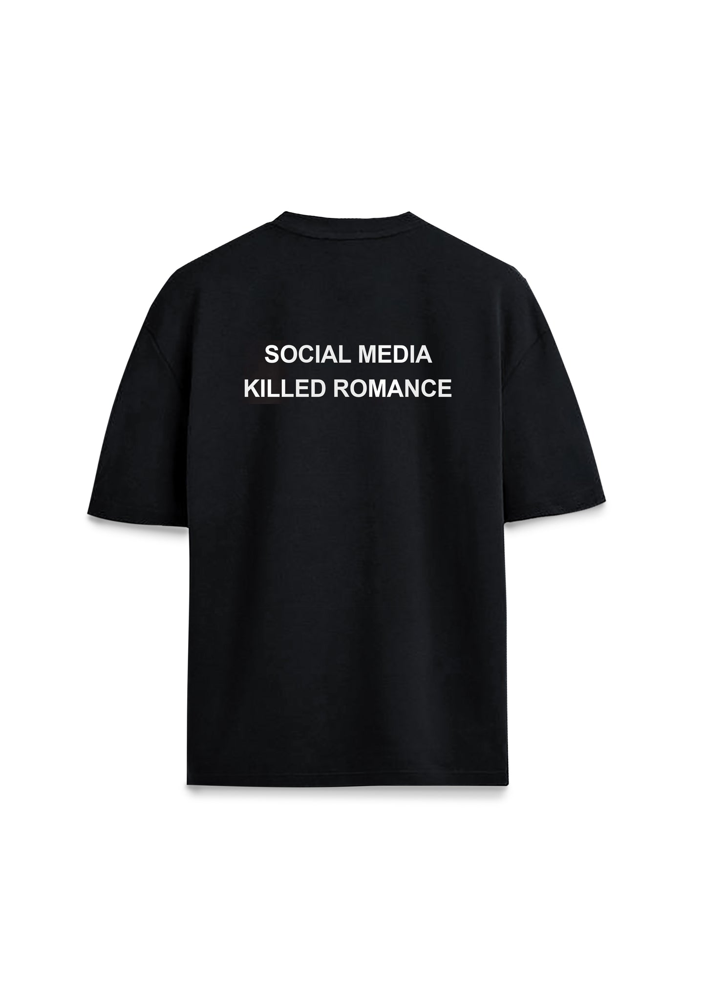 Social Media Killed Romance Yazılı Slogan Baskılı Oversize Unisex Tişört