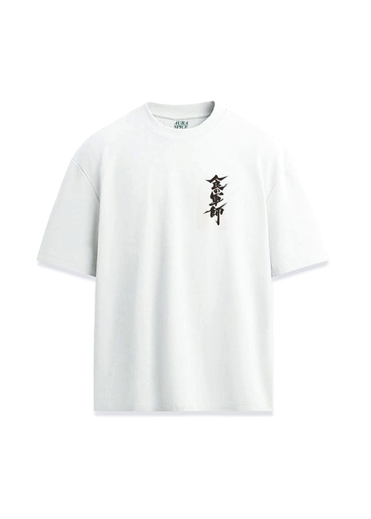 Dragon Ejderha ve Samuray Japonca Tasarım Sırt Baskılı Oversize Unisex Tişört