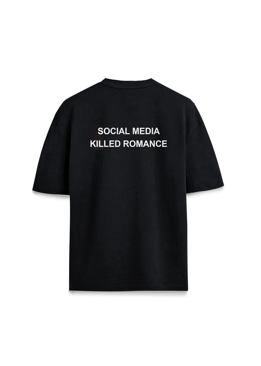 Social Media Killed Romance Yazılı Slogan Baskılı Oversize Unisex Tişört