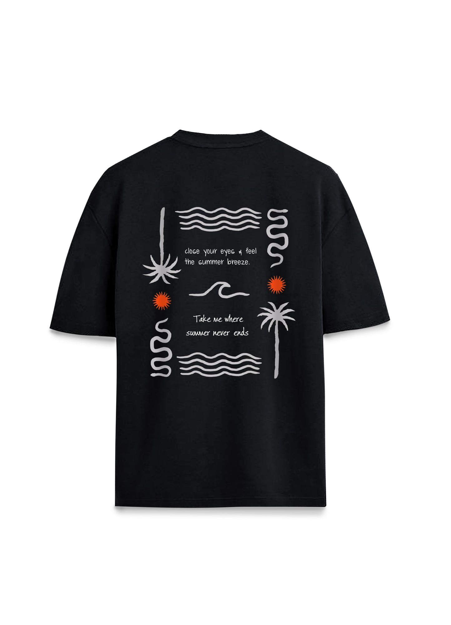 Japonya Surf Feel The Summer Ön Arka Baskılı Oversize Unisex Tişört