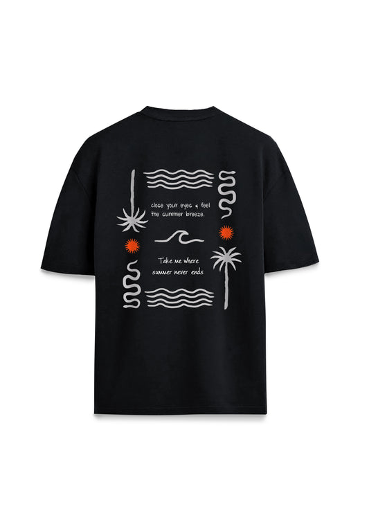 Japonya Surf Feel The Summer Ön Arka Baskılı Oversize Unisex Tişört