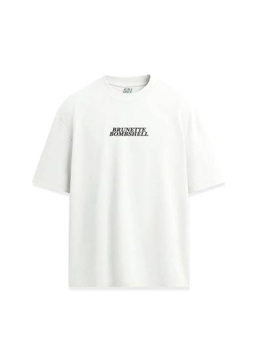 Brunette Bomb Minimal Yazılı Oversize Unisex Premium Tişört