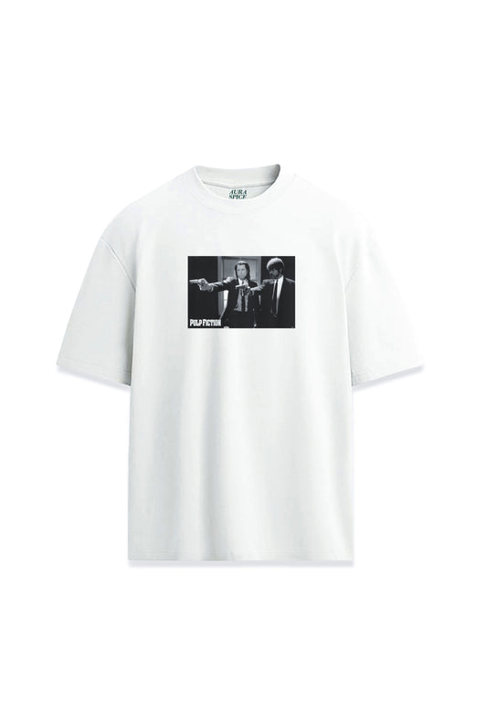 Pulp Fiction Film Sahnesi Tasarım Baskılı Oversize Unisex Premium Tişört