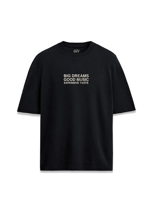 Big Dreams Good Music Yazılı Tasarım Baskılı Oversize Unisex Tişört