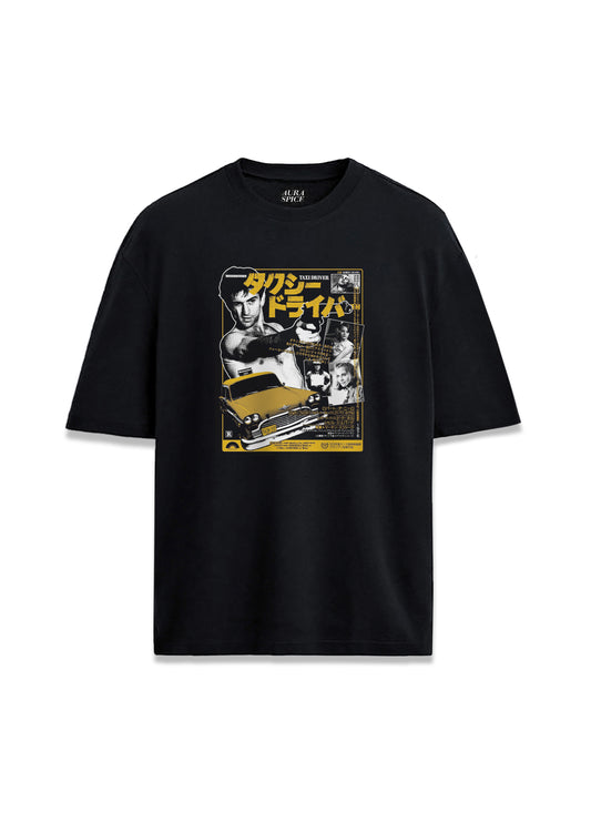 Taxi Driver Film Afiş Japonca Yazılı Baskılı Oversize Unisex Tişört